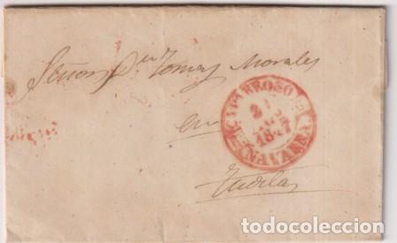 Stamps: Carta de Caparroso a Tudela del 21 Ago. 1847 con Baeza 7R. y Baeza de llegada a Tudela