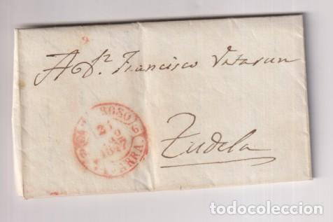 Stamps: Carta de Caparroso (Villafranca del P.) a Tudela del 21 Ago. 1847 con Baeza 7R. y fechador de llegad