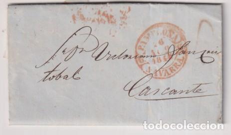 Stamps: Carta de Pamplona a Cascante del 26 Ago. 1848 con Baeza 34R y fechador de Tudela