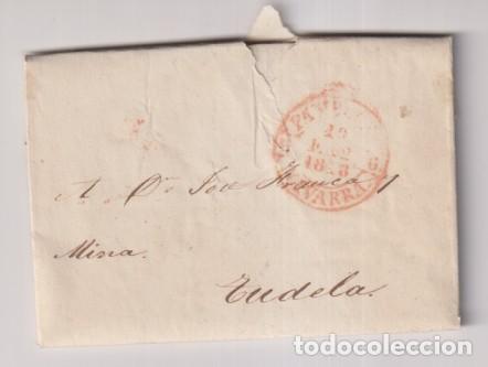Stamps: Carta de Pamplona a Tudela del 19 Ene. 1848 con Baeza 34R. y fechador de llegada a Tudela