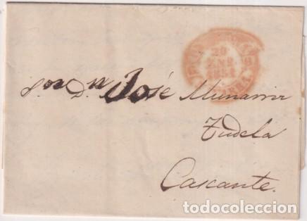 Stamps: Carta de Pamplona a Tudela-Cascante del 20 Ene. 1851 con Baeza 34R