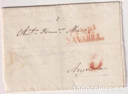 Francobolli: Carta de Pamplona a Arguedas del 23 Mar. 1832 con marca 32R. y porteo 5 R