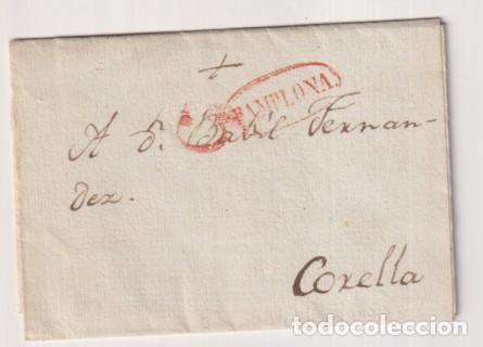 Sellos: Carta de Pamplona a Corella del 22 jun. 1837 con marca 33R y porteo 5 R