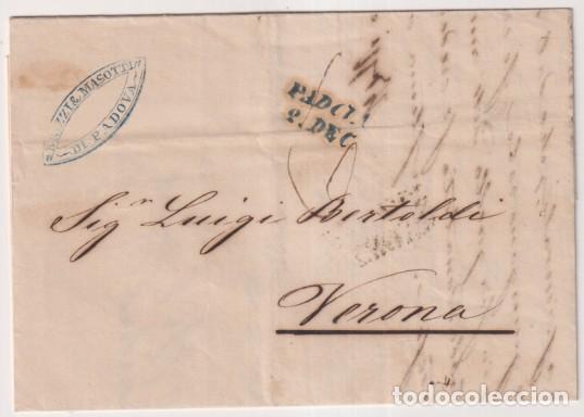 Sellos: Prefilatelia. Italia. Carta de Padova a Verona del 2 Dic. 1846. Con marca N. Fechador V. y Cosario A