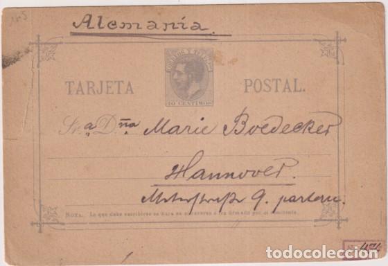Sellos: Tarjeta Entero Postal Edifil 11 de Barcelona a Hannover (Alemania) del 31 Dic 1885