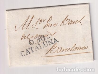 Sellos: Carta de Olot a Barcelona del 24 Ene. 1820 Con Marca 4 Negro. Bonita carta. Muy Escasa