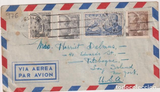 Sellos: Sobre de Barcelona American Consulate) a Sony Island, Nueva York del 1 Sep. 1954