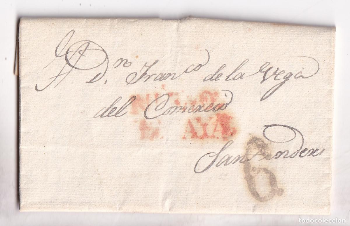 Sellos: PREFILATELIA. CARTA ENTERA. BILBAO A SANTANDER. 1833. PA&Iacute;S VASCOS