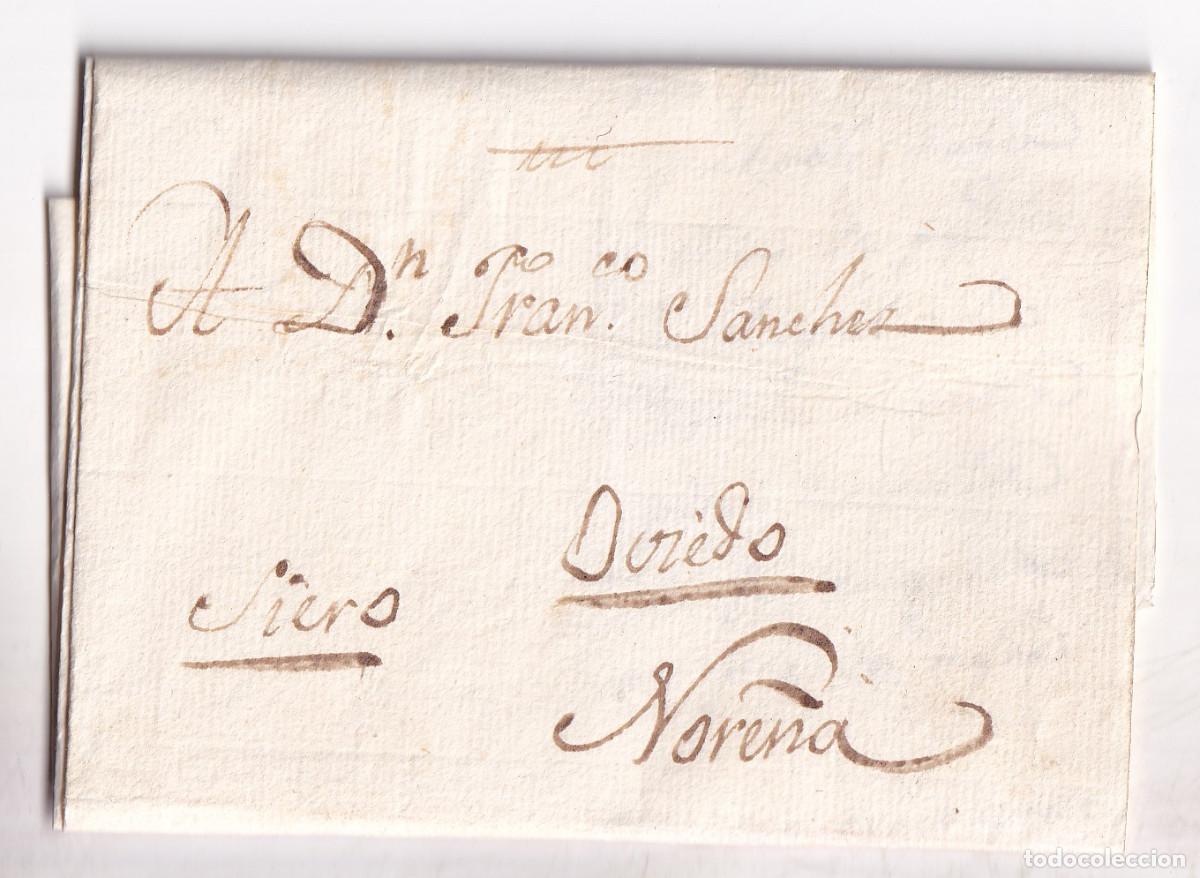 Sellos: PREFILATELIA. CARTA ENTERA FUERA DE VALIJA. MIERES A NORE&Ntilde;A. ASTURIAS. 1825