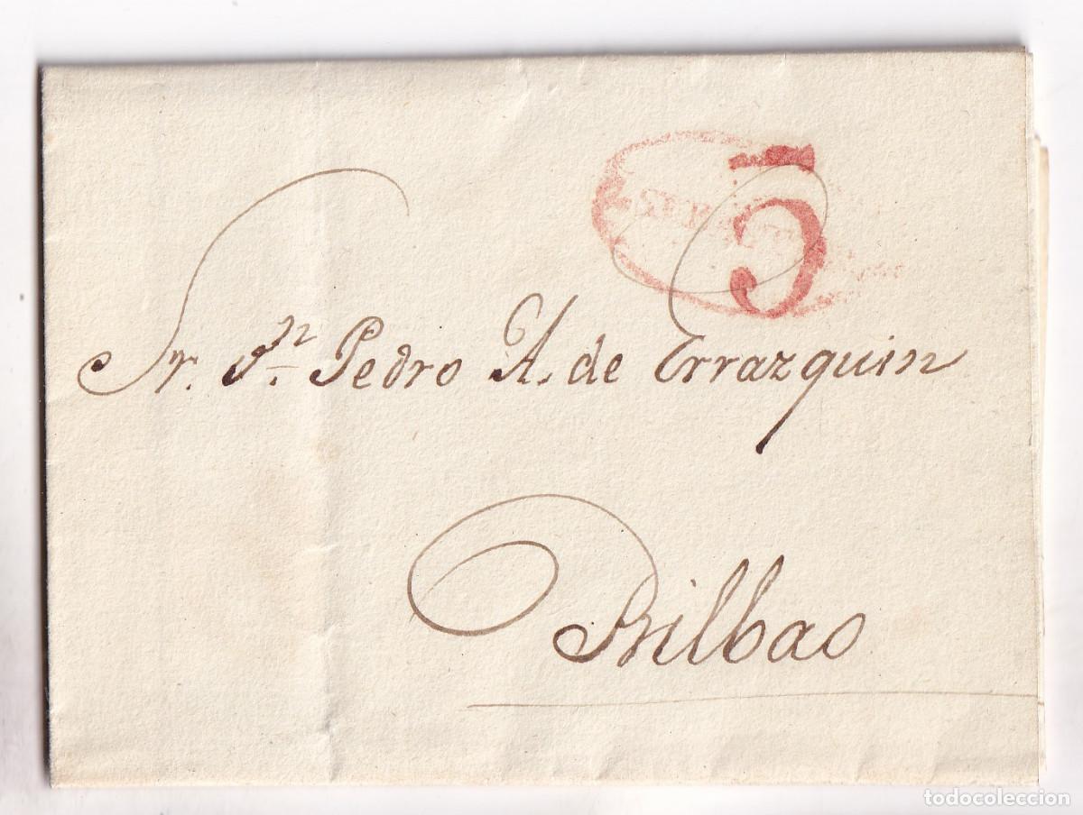Sellos: PREFILATELIA. CARTA ENTERA. SAN SEBASTI&Aacute;N A BILBAO. 1842. PA&Iacute;S VASCO