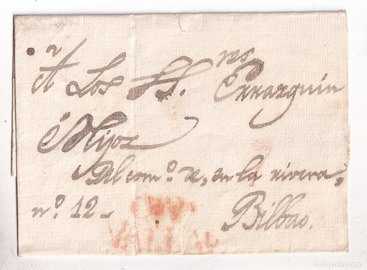 Sellos: PREFILATELIA. ENVUELTA. VALLADOLID A BILBAO. 1829. PA&Iacute;S VASCO