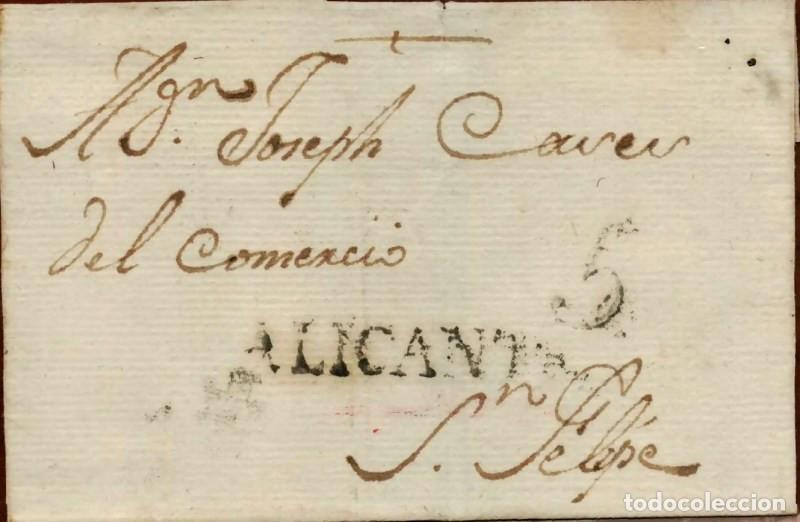 Sellos: FA1169A. PREFILATELIA. (1779ca). Envuelta de sobrescrito circulada de Alicante a San Felipe