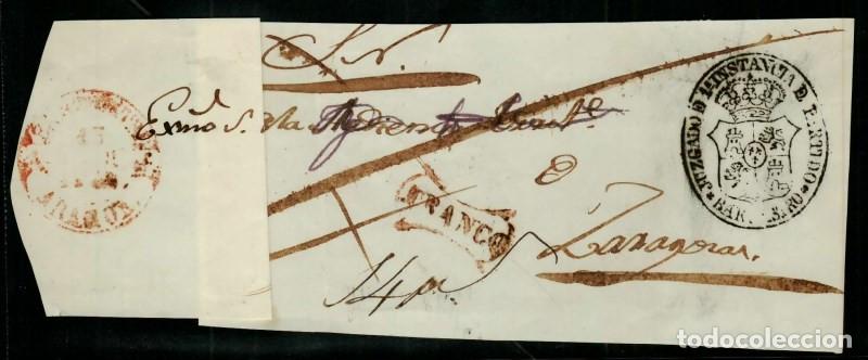 Sellos: FA1001D. PREFILATELIA. Sin Fecha. Fragmento de cubierta remitida de Barbastro a Zaragoza