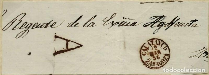 Sellos: FA1018. PREFILATELIA - 1856, Frontal de plica de Calatayud a Zaragoza, marca de abono de Calatayud