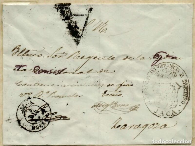Sellos: FA1022. PREFILATELIA - Pieza postal (Plica) con marca de abono de Jaca a Zaragoza