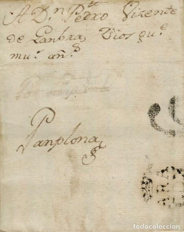 Sellos: FA0840L, PREFILATELIA. 1794, 25 de diciembre. Sobrescrito circulado de Zaragoza a Pamplona