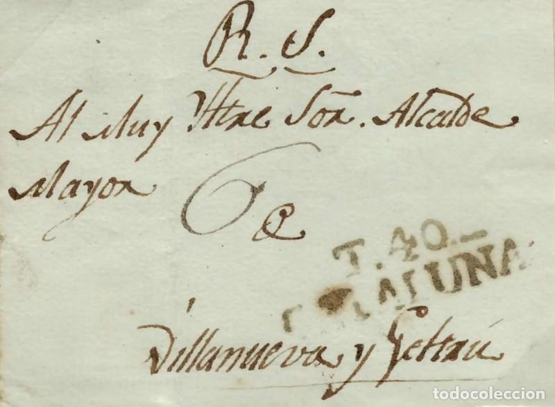 Sellos: FA0776B, PREFILATELIA. Sin Fecha. Sobrescrito circulado de Torredembarra a Villanueva y la Geltr&uacute;