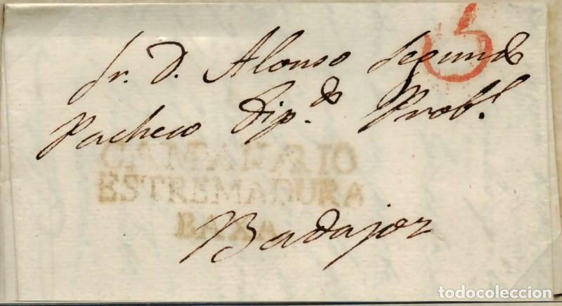Sellos: FA0789A, PREFILATELIA. Sin Fecha. Sobrescrito circulado de Campanario a Badajoz