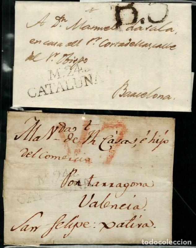 Sellos: FA0820F. PREFILATELIA.(1802-23). Conjunto de 2 sobrescritos con origen en Manresa