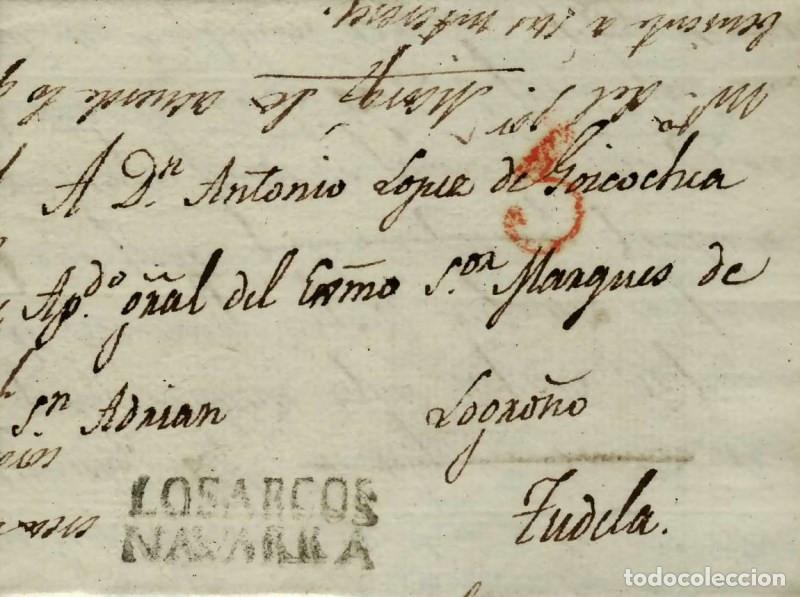 Sellos: FA0823L. PREFILATELIA. (1802-35). Sobrescrito circulado de Los Arcos a Tudela