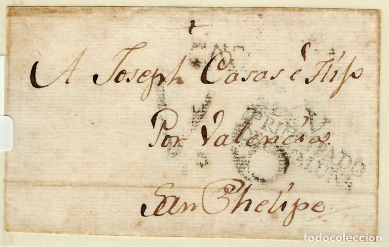 Sellos: FA1351E. PREFILATELIA. (1796-1802ca). Sobrescrito circulado de Vich a San Felipe