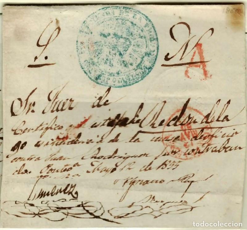 Sellos: FA1354A. PREFILATELIA. 1855, 12 de mayo. Plica judicial de Pontevedra a Redondela