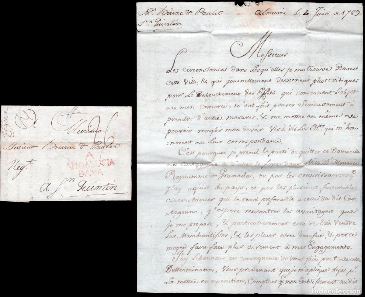 Sellos: Almer&iacute;a - Prefilatelia - PE 4 - 1789 - Carta a Francia