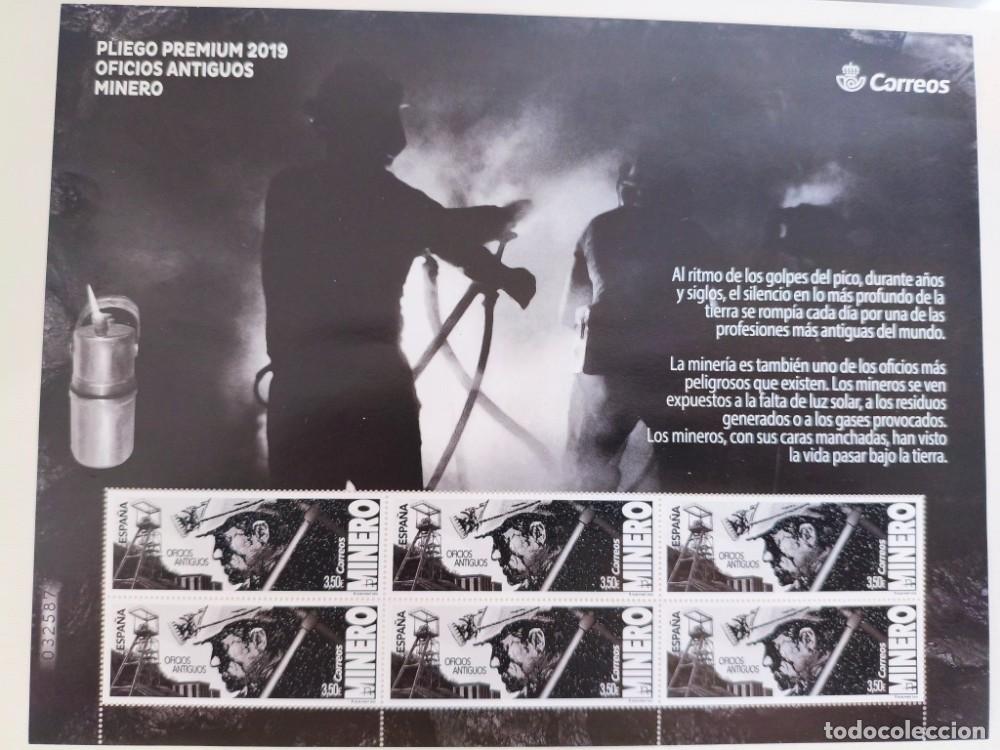 Sellos: Pliego Premium 2019 - Oficios Antiguos: Minero - Termograf&iacute;a Mate en Relieve - MNH (Edifil PP82)