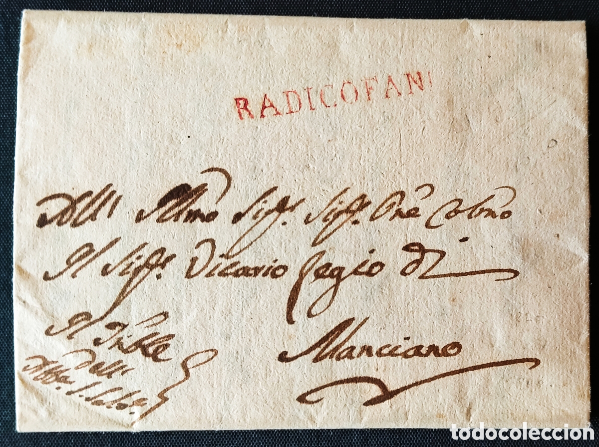 Sellos: ITALIA: GRAN DUCADO DE TOSCANA / 1820. Carta RADICOFANI a MANCIANO. Marca RADICOFANI rojo. MUY RARA
