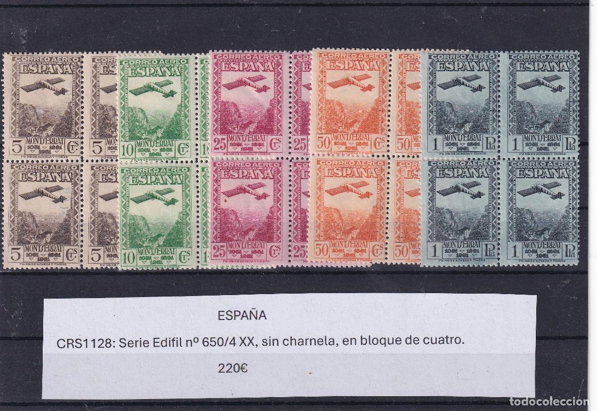 Briefmarken: CRS1128 SELLOS ESPA&Ntilde;A N&ordm; CAT 650/4 XX SIN CHARNELA BLOQUE DE 4