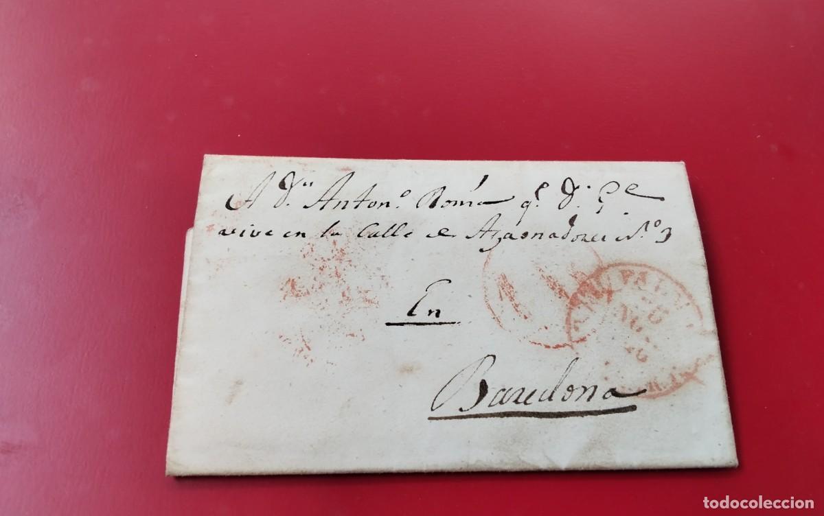 Sellos: ENVUELTA CIRCULADA DESDE PALMA DE MALLORCA A BARCELONA MARCAS DE BAEZA Y PORTEO CARTA INTERIOR 1846