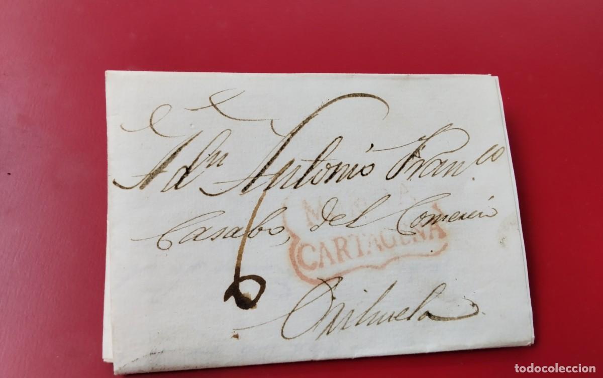 Sellos: ENVUELTA CIRCULADA CARTAGENA A ORIHUELA , MARCA DE BAEZA Y PORTEO , A&Ntilde;O 1826
