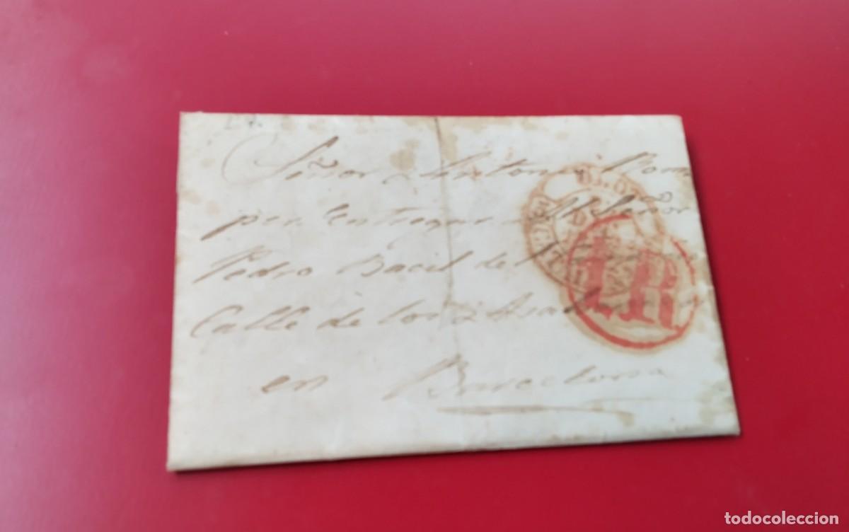 Sellos: ENVUELTA CIRCULADA DESDE OLOT A BARCELONA , MARCAS DE BAEZA, PORTEO CARTA INTERIOR A&Ntilde;O 1826