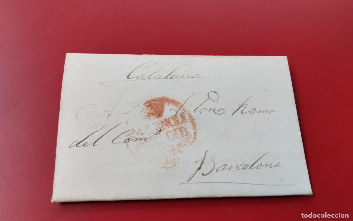 Sellos: ENVUELTA CIRCULADA DE VALENCIA DEL CID A BARCELONA CON MARCAS , CARTA INTERIOR , A&Ntilde;O 1841