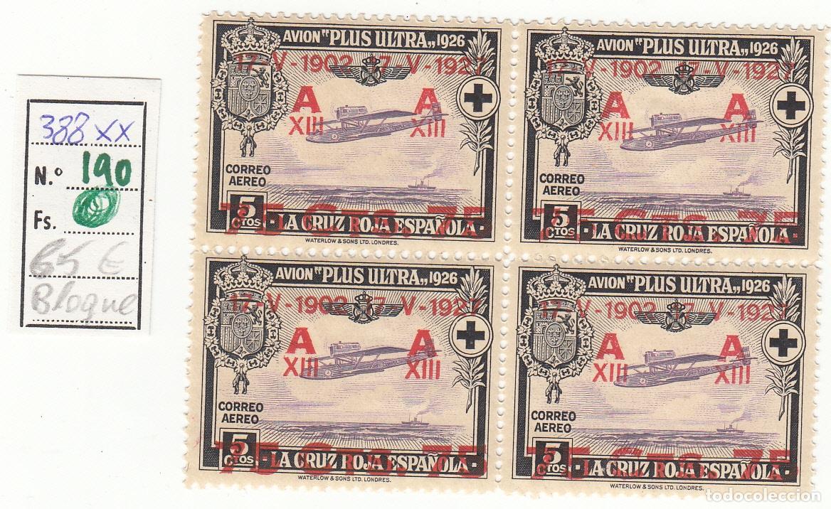 Timbres: CRSE0190 SELLO ESPA&Ntilde;A N&ordm; CAT N&ordm; 388XX NORMAL EN BLOQUE