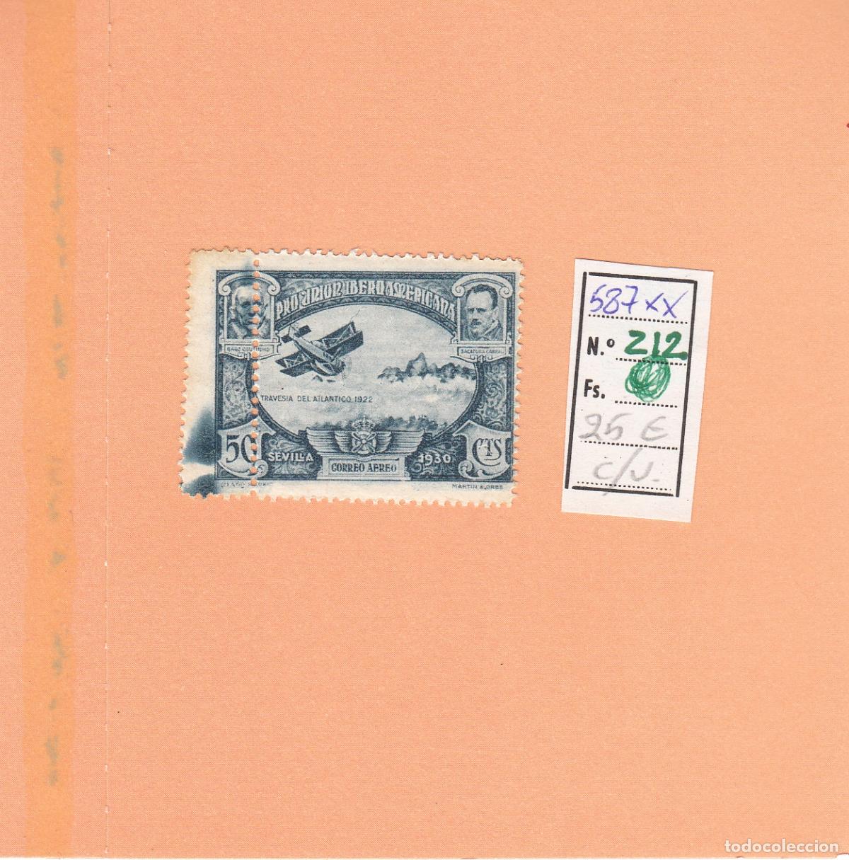 Timbres: CRSE0212 SELLO ESPA&Ntilde;A N&ordm; CAT N&ordm; 587 XX COBLE DENTADO VERTICAL