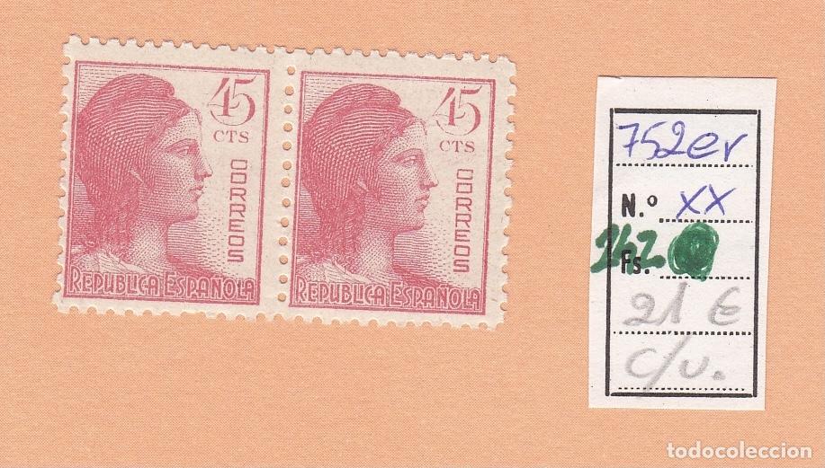 Francobolli: CRSE0242 SELLO ESPA&Ntilde;A N&ordm; CAT N&ordm; 752ER XX DOBLE IMPRESION