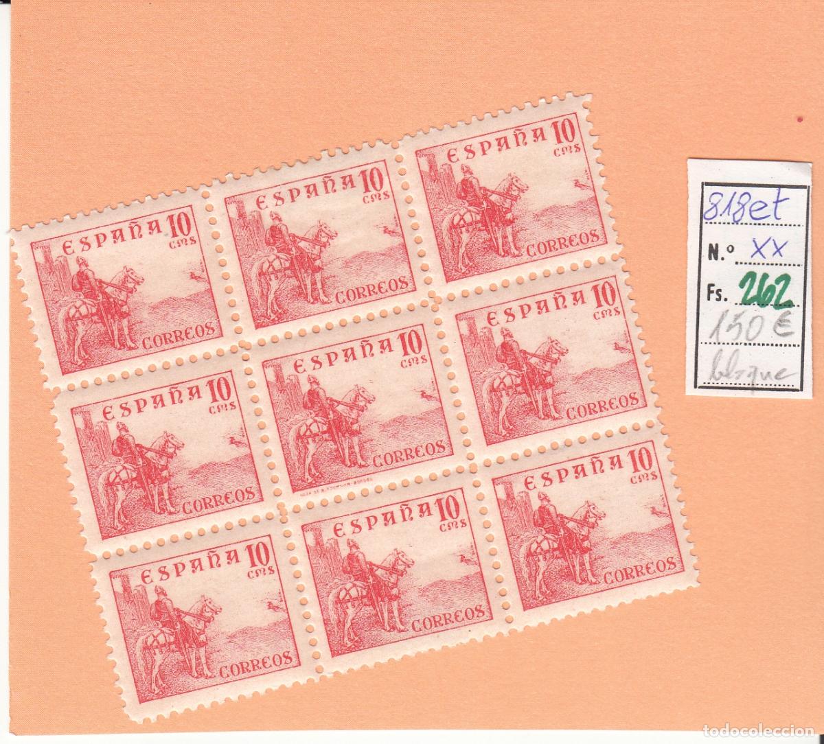 Francobolli: CRSE0262 SELLO ESPA&Ntilde;A N&ordm; CAT N&ordm; 818ET XX CON PIE DE IMPRENTA