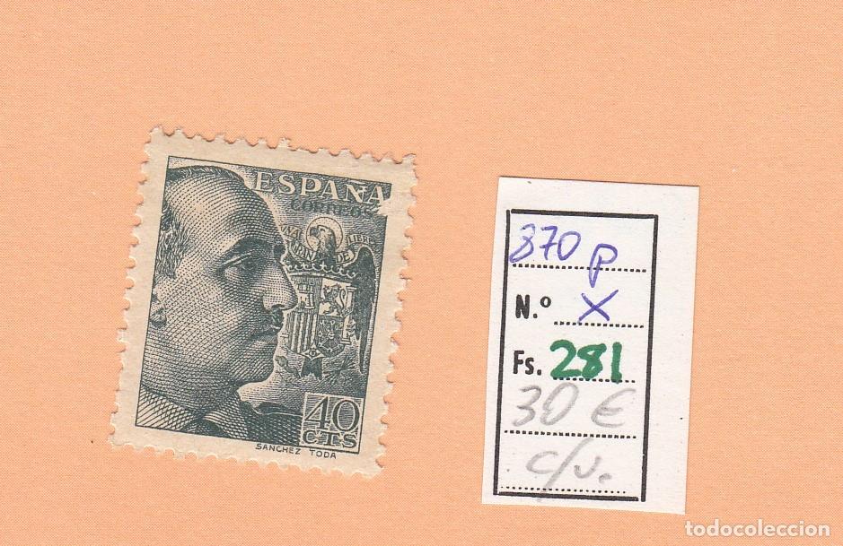 Francobolli: CRSE0281 SELLO ESPA&Ntilde;A N&ordm; CAT N&ordm; 870P X PAPEL GRUESO COLOR CREMA