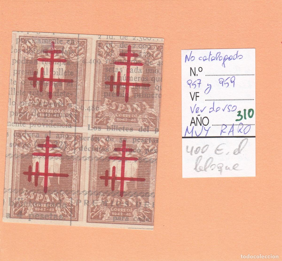 Sellos: CRSE0310 SELLO ESPA&Ntilde;A N&ordm; CAT N&ordm; 957 Y 959 MUY RARO VER FOTOS