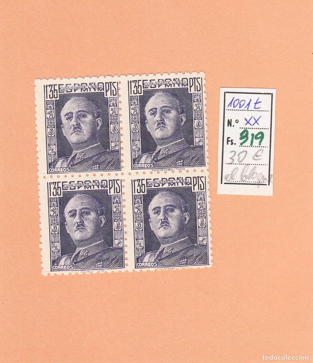 Sellos: CRSE0319 SELLO ESPA&Ntilde;A N&ordm; CAT N&ordm; 1001T XX SIN PIE DE IMPRENTA