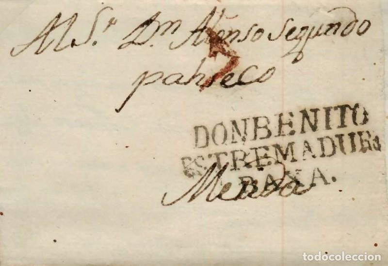 Sellos: FA0789F, PREFILATELIA. Sin Fecha. Sobrescrito circulado de Don Benito a M&eacute;rida