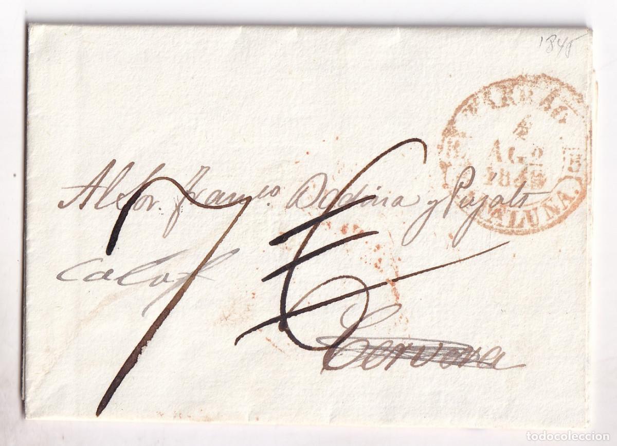 Sellos: PREFILATELIA. TARRAGONA. 1843. CARTA ENTERA, EN CATAL&Aacute;N. A CERVERA Y CALAF. PORTEO RECTIFICADO