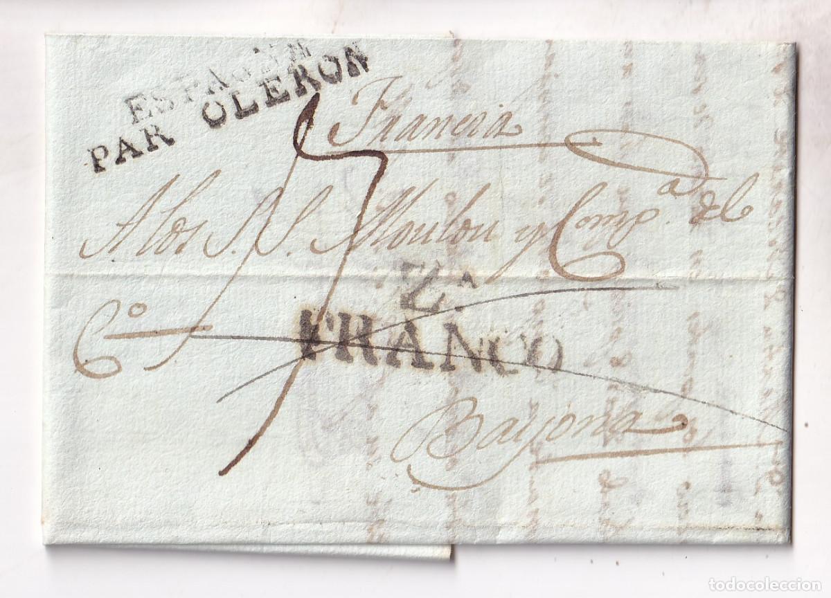 Timbres: PREFILATELIA. CARTA ENTERA. ZARAGOZA. FRANCO. 1823. A BAYONA. FRANCIA