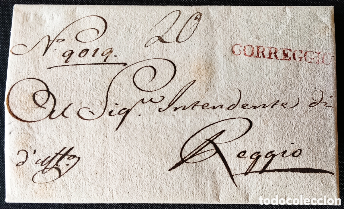 Briefmarken: REINO de ITALIA (BAJO DOMINIO NAPOLE&Oacute;N) / 1809. Carta CORREGGIO a REGGIO. PIEZA HIST&Oacute;RICA