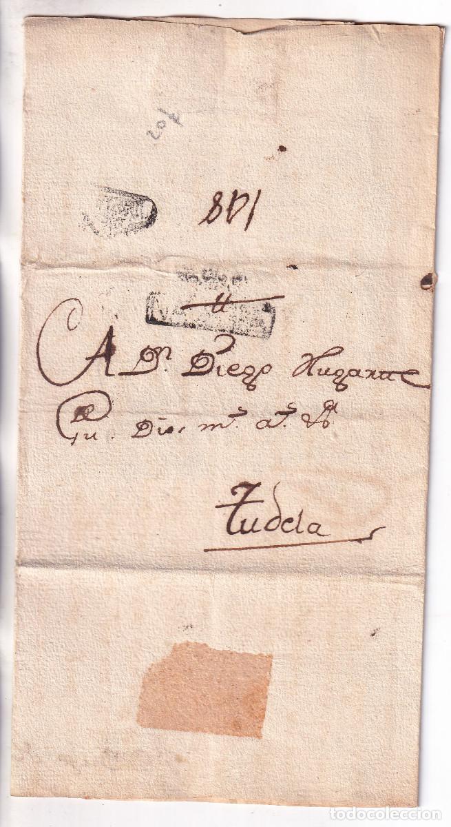 Sellos: PREFILATELIA. CARTA ENTERA. PAMPLONA A TUDELA. NAVARRA. 1769