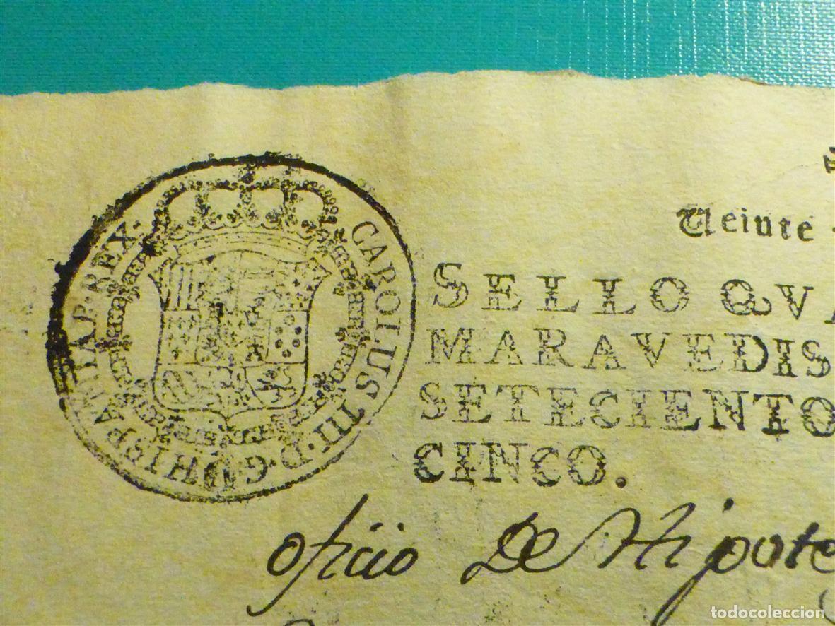 Sellos: Sello Qvarto 4&ordm; Cuarto - 20 Maravedis A&ntilde;o 1775 - Carlos III - Signo Notarial, Papel Timbrado -