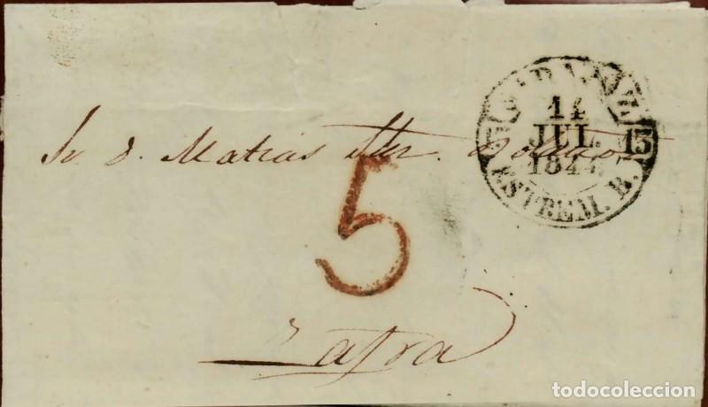 Sellos: FA1677. PREFILATELIA. 1844, 14 de julio. Sobrescrito circulado de Badajoz a Zafra