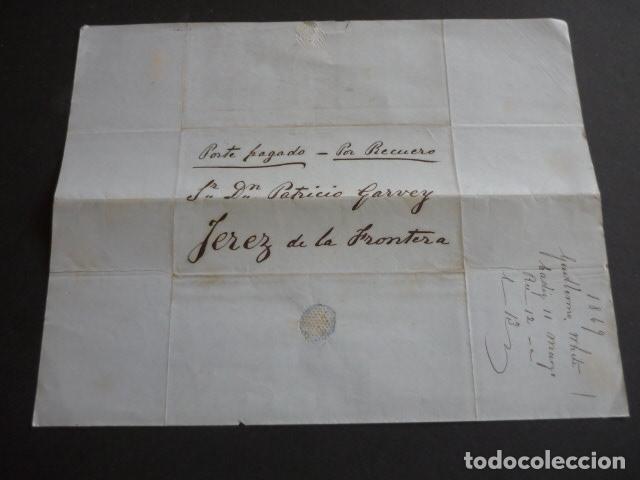 Sellos: 1869 COSARIOS GADITANOS CADIZ A JEREZ PORTE PAGADO POR RECUERO