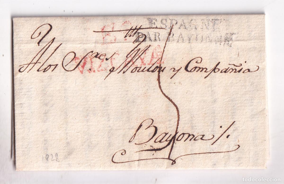Sellos: PREFILATELIA. CARTA ENTERA. BILBAO A BAYONA. 1818. DORSO FRANCO